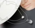 สร้อยคอทองคำขาว 18k white gold plated แบบ 2 layers ประดับคริสตัลแท้จาก Swarovski