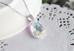 สร้อยคอทองคำขาว 18k white gold plated 18KRGP พร้อมจี้ห้อยคอคริสตัลแท้จากสวารอฟสกี้