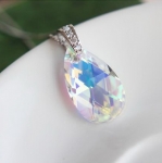 สร้อยคอทองคำขาว 18k white gold plated 18KRGP พร้อมจี้ห้อยคอคริสตัลแท้จากสวารอฟสกี้