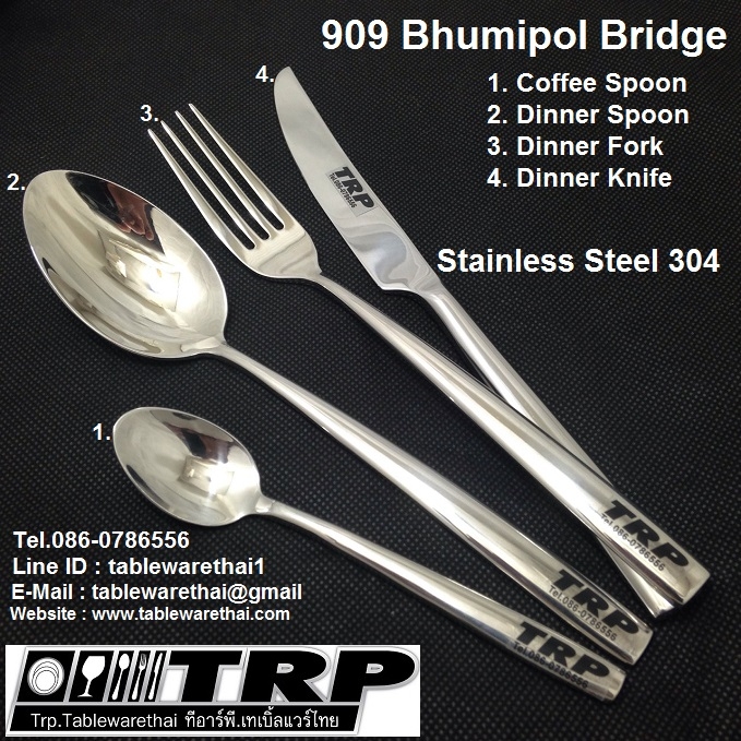 909 Bhumibon Bridge Coffee / Tea Spoon Dinner Spoon Dinner Fork Dinner Knife Han