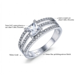 แหวนทองคำขาว 18k white gold plated ประดับเพชร CZ ดีไซน์เก๋