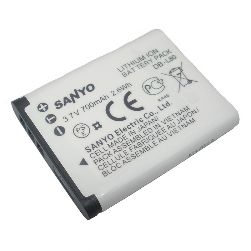 แบตเตอรี่กล้อง ยี่ห้อ Sanyo DB-L80A ความจุ 700 mAh