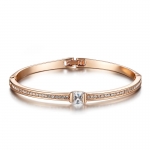 กำไลข้อมือทองคำสีชมพู 18k Rose Gold Plated ประดับเพชร CZ ดีไซน์เก๋