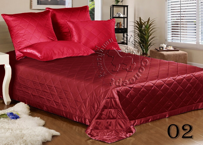 ผ้านวมซาติน 5 ฟุต Queen Size ( SN-502 สี Wine Red ทูโทน )
