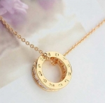สร้อยคอทอง 10K สีแชมเปญโกล์ว พร้อมจี้ห้อยคอประดับเพชร CZ แบบวงแหวน