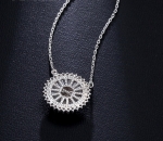 สร้อยคอทองคำขาว 18k white gold plated พร้อมจี้เพชร CZ สุดหรู