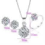 เซ็ตเครื่องประดับ สร้อยคอ แหวน ต่างหู ทองคำขาว 18k white gold filled ประดับเพชร CZ Ball
