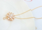 สร้อยคอทองคำ 18k Gold Plated ประดับด้วยจี้ห้อยคอเพชร CZ ดีไซน์สวยหรู