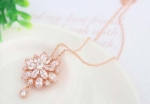 สร้อยคอทองสีชมพู พิ้งโกล์ว 18k Pink Gold Plated ประดับจี้ห้อยคอเพชร CZ ดีไซน์สวย