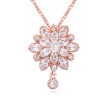 สร้อยคอทองสีชมพู พิ้งโกล์ว 18k Pink Gold Plated ประดับจี้ห้อยคอเพชร CZ ดีไซน์สวยหรู