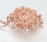 สร้อยคอทองสีชมพู พิ้งโกล์ว 18k Pink Gold Plated ประดับจี้ห้อยคอเพชร CZ ดีไซน์สวยหรู