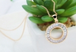 สร้อยคอทอง 18k Champagne Gold Plated ประดับจี้ห้อยคอเพชร CZ สวยมากค่ะ