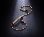 สร้อยข้อมือทองพิ้งโกล์ว 18K Pink Gold Plated ตกแต่งด้วยเพชร CZ ดีไซน์หรู เปล่งประกาย