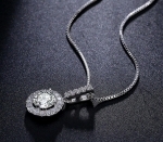 สร้อยคอ 18k Platinum Plated พร้อมจี้ห้อยคอประดับเพชร CZ สุดหรู