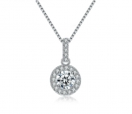 สร้อยคอ 18k Platinum Plated พร้อมจี้ห้อยคอประดับเพชร CZ สุดหรู