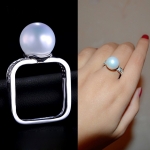 แหวน 18k Platinum Plated ประดับเพชร CZ และหัวแหวนทุกสังเคราะห์
