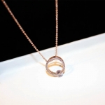 สร้อยทองพิ้งค์โกล์ว 18k Pink Gold Plated ห้อยด้วยจี้ประดับเพชร CZ ดีไซน์เก๋ สวยม