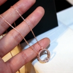 สร้อยทองพิ้งค์โกล์ว 18k Pink Gold Plated ห้อยด้วยจี้ประดับเพชร CZ ดีไซน์เก๋ สวยมากค่ะ