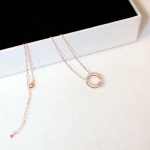 สร้อยทองพิ้งค์โกล์ว 18k Pink Gold Plated ห้อยด้วยจี้ประดับเพชร CZ ดีไซน์เก๋ สวยมากค่ะ