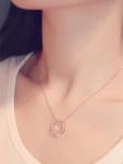 สร้อยทองพิ้งค์โกล์ว 18k Pink Gold Plated ห้อยด้วยจี้ประดับเพชร CZ ดีไซน์เก๋ สวยมากค่ะ