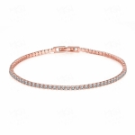 สร้อยข้อมือทองพิ้งค์โกล์ว 18k Pink Gold Plated ประดับเพชร CZ ทั้งชิ้น