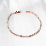 สร้อยข้อมือทองพิ้งค์โกล์ว 18k Pink Gold Plated ประดับเพชร CZ ทั้งชิ้น