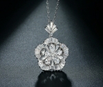 สร้อยคอทองคำขาว 18k white gold พร้อมจี้ห้อยคอเพชร CZ สวยหรู