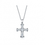 สร้อยคอทองคำขาว 18k white gold plated พร้อมจี้เพชร CZ ไม้กางเขน ของจริงสวยมากค่ะ