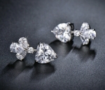 ต่างหูทองคำขาว 18k white gold plated ประดับเพชร CZ เปล่งประกายสวยหรู