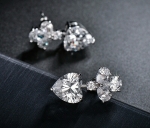 ต่างหูทองคำขาว 18k white gold plated ประดับเพชร CZ เปล่งประกายสวยหรู