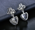 ต่างหูทองคำขาว 18k white gold plated ประดับเพชร CZ เปล่งประกายสวยหรู