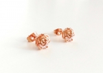 ต่างหูทองพิ้งค์โกล์ว 18k pink gold ประดับเพชร CZ ดีไซน์ดอกกุหลาบ น่ารักมากค่ะ