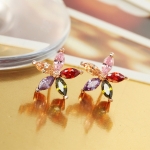 ต่างหูทองคำสีชมพู 18k pink gold plated ดีไซน์ดอกไม้ ประดับด้วยคริสตัลแท้สีหวาน สวยน่ารักมากๆ ค่ะ