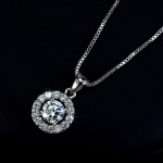 สร้อยคอทองคำขาว 18k white gold พร้อมจี้ห้อยคอเพชร CZ ดีไซน์ยอดนิยม