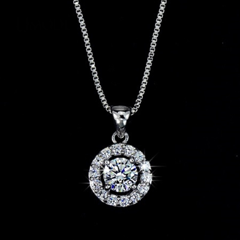 สร้อยคอทองคำขาว 18k white gold พร้อมจี้ห้อยคอเพชร CZ ดีไซน์ยอดนิยม สร้อยคอทองคำขาว 18k white gold พร้อมจี้ห้อยคอเพชร CZ ดีไซน์ยอดนิยม