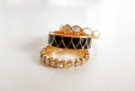 เซ็ตแหวนแฟชั่น 3 วง ประดับด้วยคริสตัลและเคลือบ enamel สวยหรู