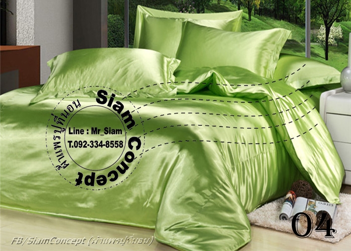 ผ้าซาตินปูที่นอน 6 ฟุต (SB 604 สี Green)