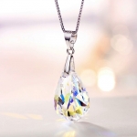 ชุดเครื่องประดับสร้อยคอต่างหู 18k platinum plated ประดับสวารอฟสกี้คริสตัลแท้