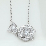 สร้อยคอ 18k Platinum Plated พร้อมจี้ห้อยคอเพชร CZ ดีไซน์กุหลาบ