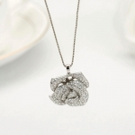 สร้อยคอ 18k platinum plated ห้อยจี้เพชร CZ ดอกกุหลาบสุดหรู