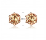 ต่างหูทอง 18k Champagne Gold Plated ฝังเพชร CZ สีทองแชมเปญ