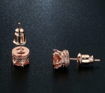 ต่างหูทอง 18k Champagne Gold Plated ฝังเพชร CZ สีทองแชมเปญ