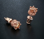 ต่างหูทอง 18k Champagne Gold Plated ฝังเพชร CZ สีทองแชมเปญ