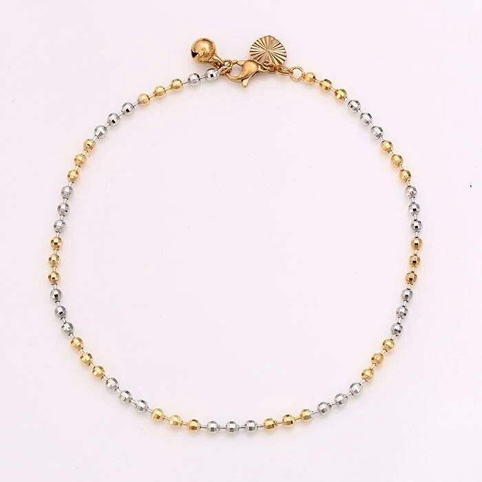 สร้อยข้อเท้าทองสองกษัตริย์ ทอง 18k ทองคำขาว ตัดลายทั้งเส้น