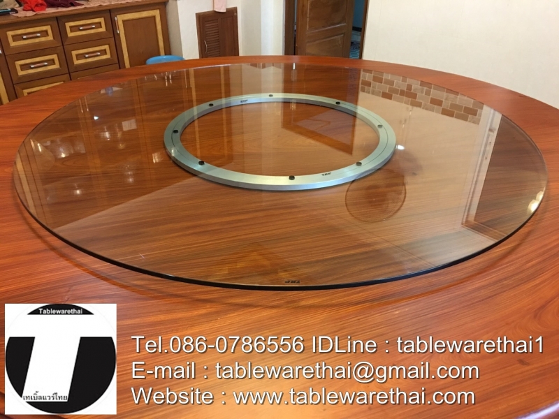 กระจก จานหมุน โต๊ะจีน เลซี ซูซาน Lazy Susan Turntable กระจก กลมใส ขนาด 130 cm.หน