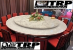 Trp.โต๊ะกลมหินอ่อนขนาดใหญ่ 360 ซม.20 ที่นั่ง พร้อมชุดจานหมุน เลซี่ซูซาน Lazysusan และ เก้าอี้ สีแดง